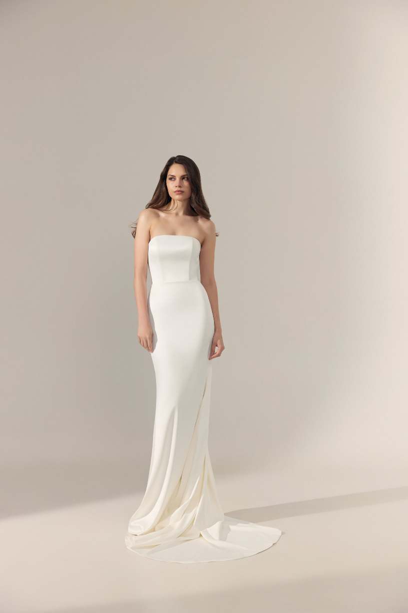 Havfrue enkel hvid brudekjole 