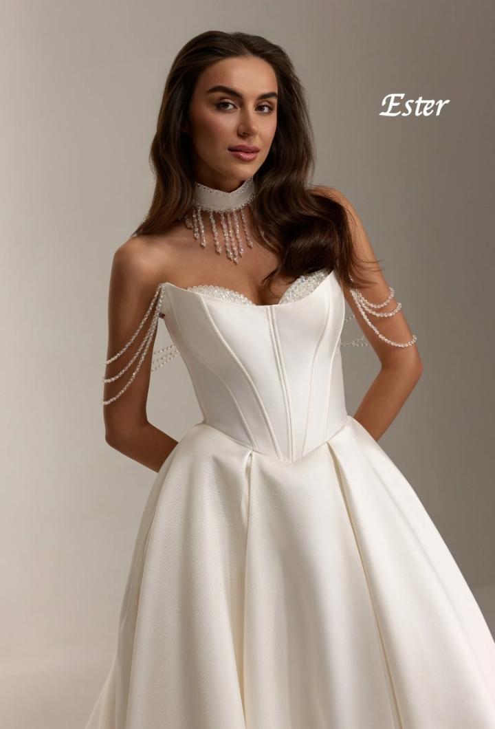 Ester brudekjole med aftagelige perler